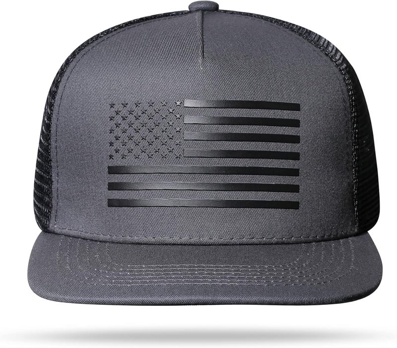 UALON Baseball Cap, Snapback Trucker Hat for Men & Women with American Flag and Adjustable, Breathable Mesh, Flat Bill Hats - Image 3